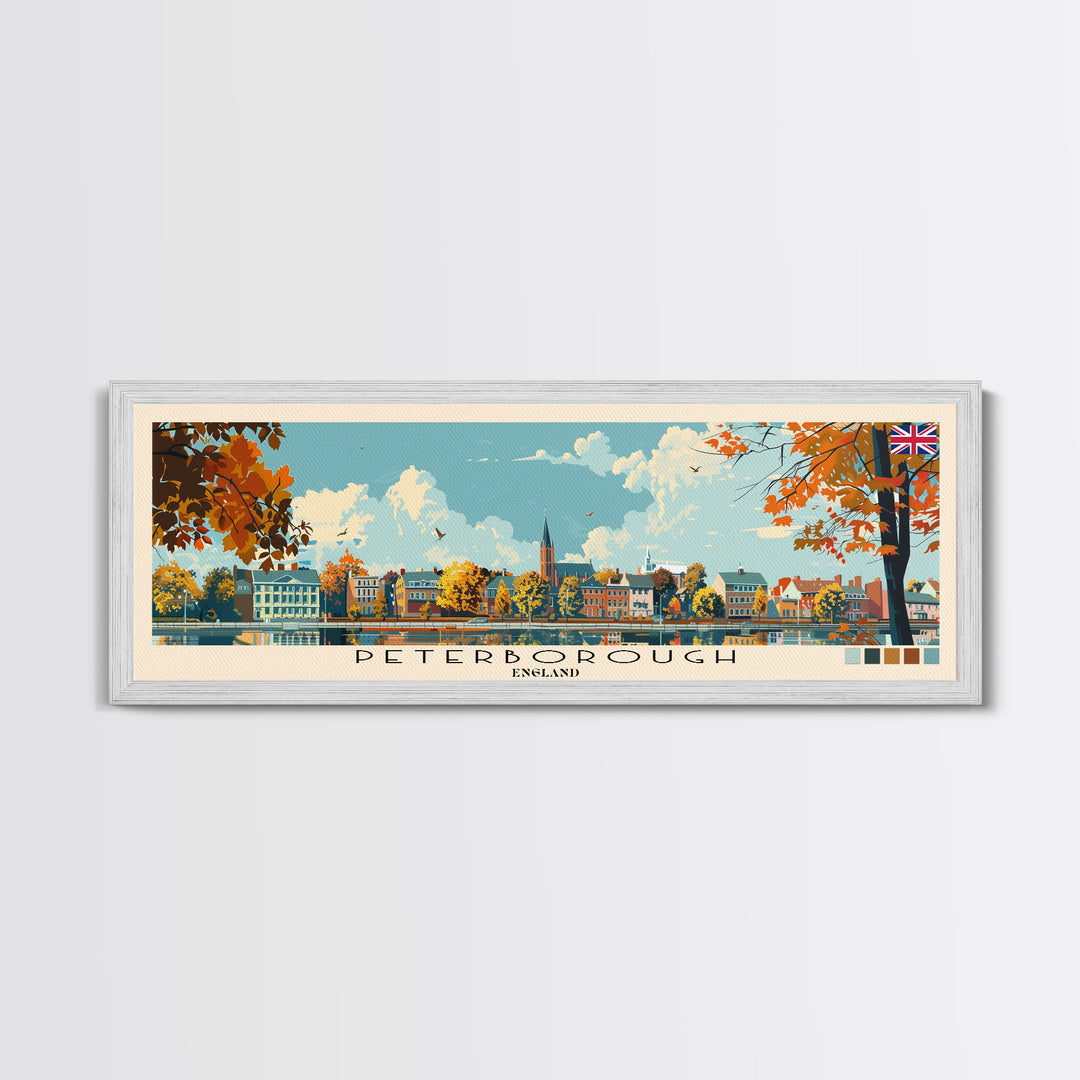 Peterborough, England Panoramic Canvas Print, Peterborough, England Painting, England Art, Peterborough Travel Poster, Travel Art, Housewarming Gift
