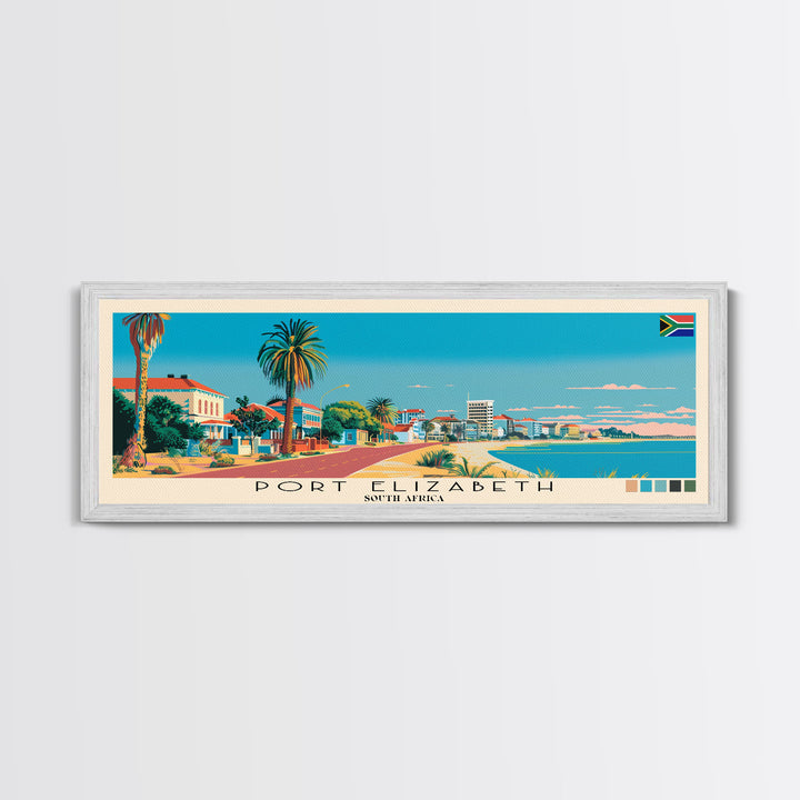 Port Elizabeth, South Africa Panoramic Canvas Print, Port Elizabeth, South Africa Painting, South Africa Art, Port Elizabeth Travel Poster, Travel Art, Living Room Painting