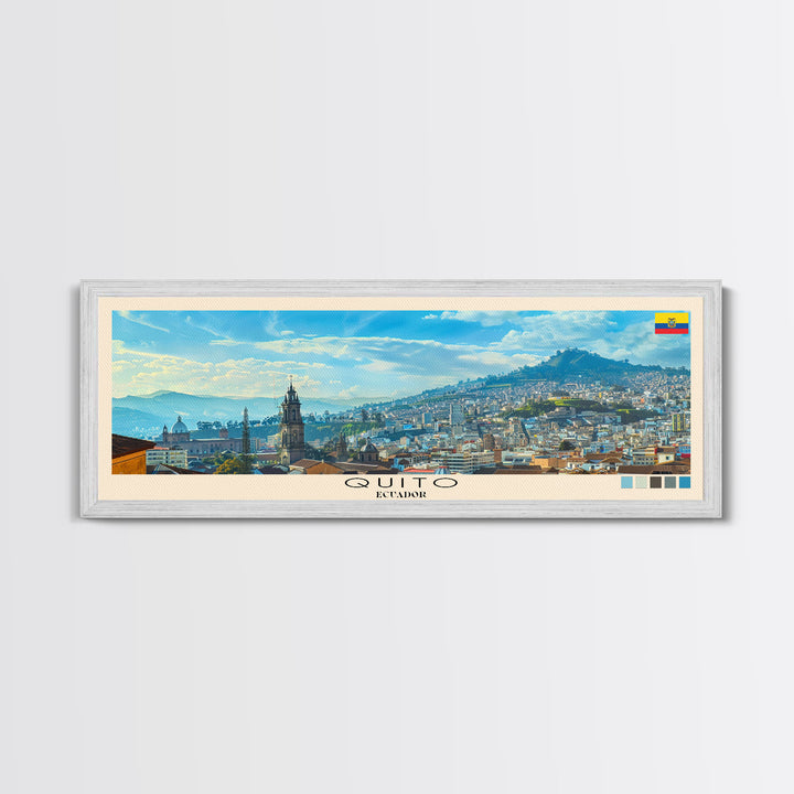 Quito, Ecuador Panoramic Canvas Print, Quito, Ecuador Painting, Ecuador Art, Quito Travel Poster, Travel Art, Living Room Painting