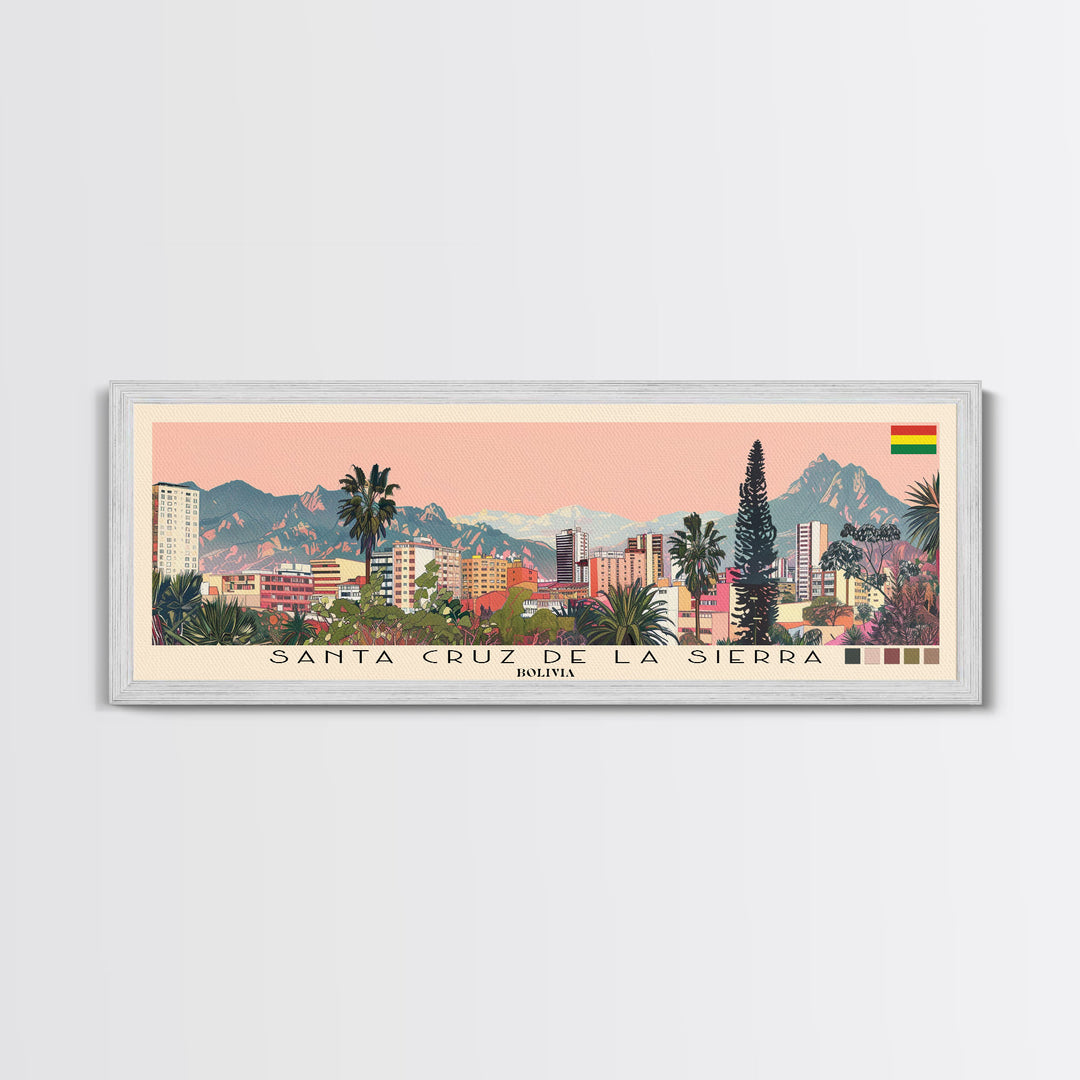 Santa Cruz de la Sierra, Bolivia Panoramic Canvas Print, Santa Cruz de la Sierra, Bolivia Painting, Bolivia Art, Santa Cruz de la Sierra Travel Poster, Travel Art, Housewarming Gift