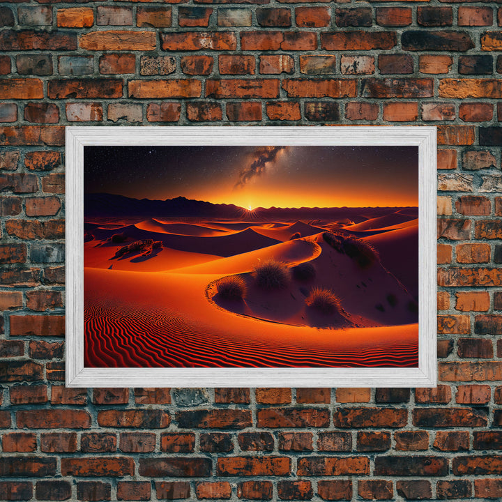Milky Way galaxy visible over a desert night, framed canvas print, unique wall art