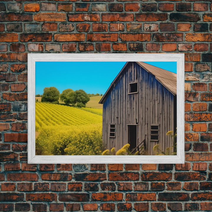 Liminal Spaces, Abandoned Barn Canvas Print, Rustic / Minimalist Cottagecore Wall Art, Framed Canvas Print, Dilapidated Barn Art