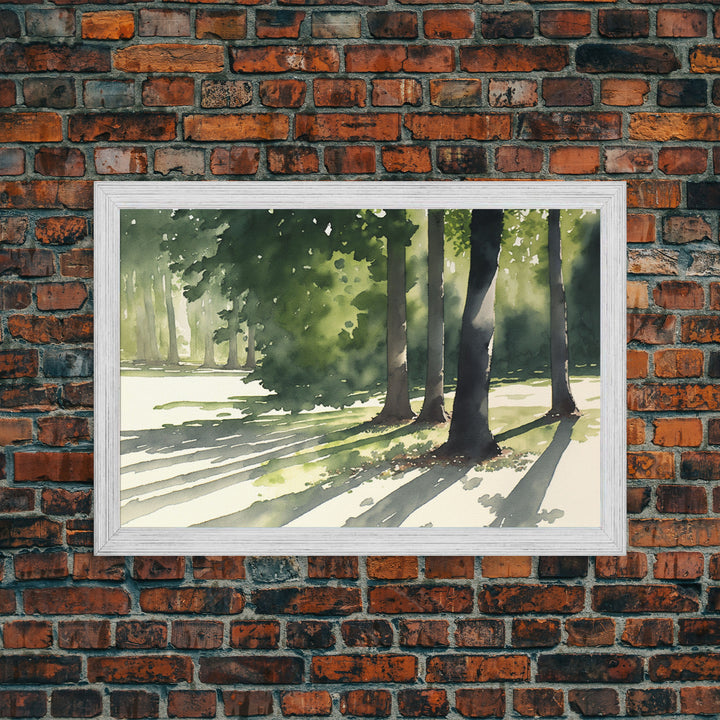Watercolor Pine Tree Forest, framed canvas print, beautiful watercolor landscape art, decoration for wall living room