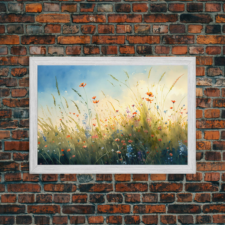 Floral Art, Framed Canvas Print, Colorful Wall Art, Wall Decoration, Primitive Farmhouse Boho Decor, Whimsical Floral Pattern Art