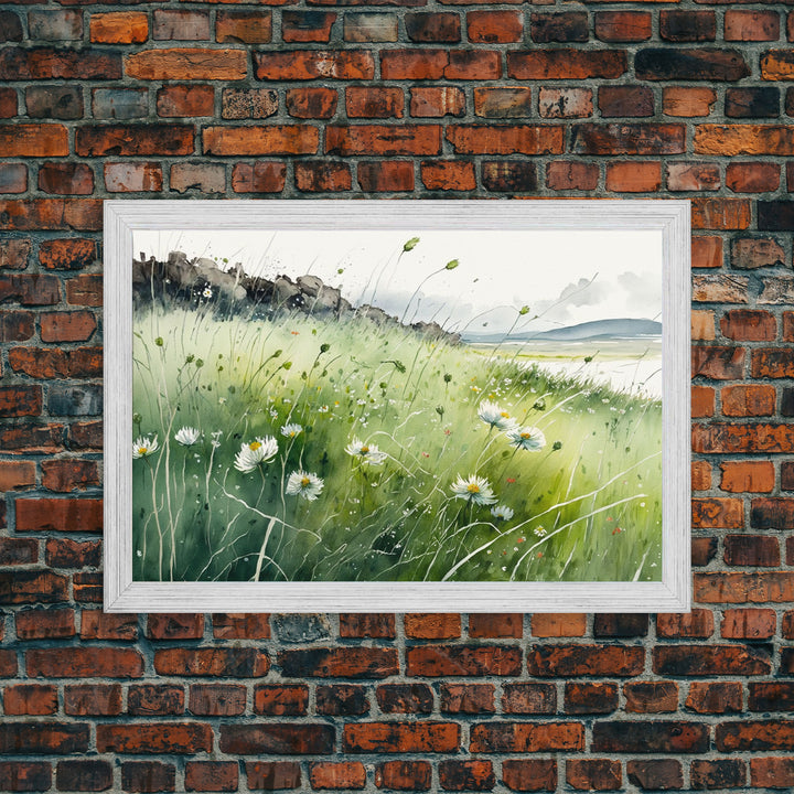 Modern Boho Wall Art, Wall Decoration, Beautiful field of wild flowers framed canvas print, Minimalist Farmhouse Decor