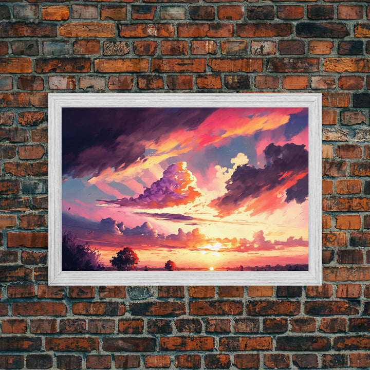 Pink Clouds |  Vintage Style Canvas Print | California Landscape Painting | Vast Plains | National Park | Desk Decor | Christmas Gift