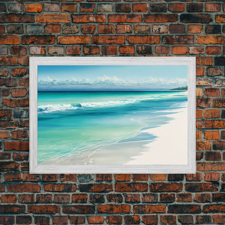 Serene Beach Scene | Bora Bora Art | Framed Canvas Print | Wood Frame Wall Art | Boho Style Primitive Art