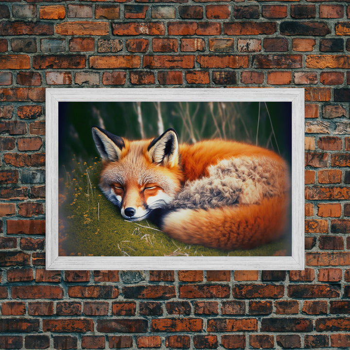 Sleeping fox Framed Canvas Wall Art, Canvas Print Decor for Home & Office Decoration Canvas Ready to Hang