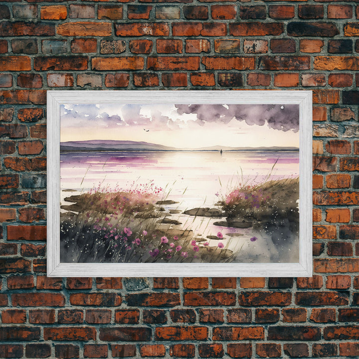 Art for living room, serene landscape watercolor painting, framed canvas print, framed art, wall decoration canvas