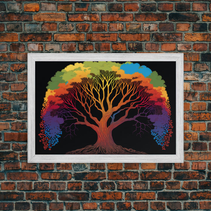 Rainbow Tree of Life, Framed Canvas Print
