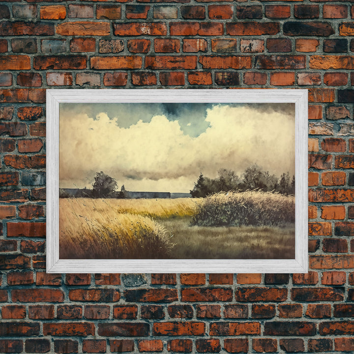 Subdued Watercolor Wall Art, Framed Canvas Print, Muted Moody Minimalist Boho Style Wall Art, Guest Room, Above Bed Art, Above Sofa Wall Art