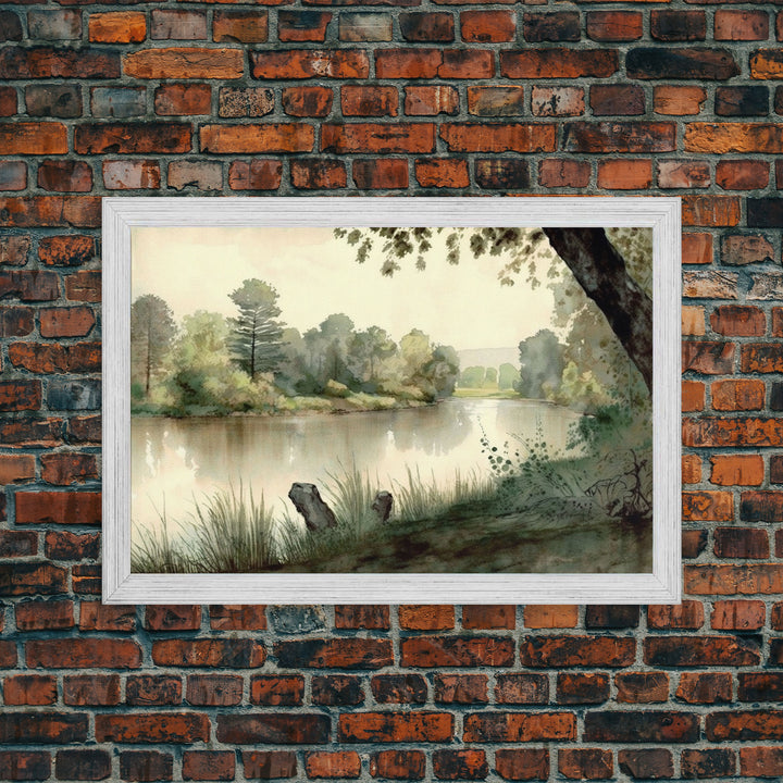 Retro Rustic Boho Style Vintage Landscape Wall Art Canvas Print, Sketch Natural Framed Large Gallery Art, Minimalist Art Ready to Hang