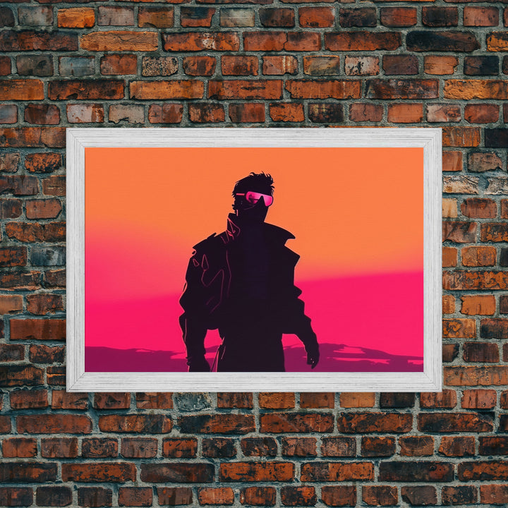 Punk Wall Art | Framed Canvas Print | Living room art | Outrun Style | Retro | Synthwave Style | Wonderful art | Warm colors | Black shadow