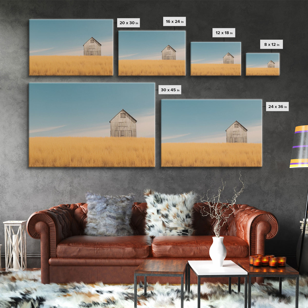 Liminal Spaces, Rustic Farmhouse Wall Decor, Teal Gray Barn Landscape Art Print or Canvas, Country Living Room Wall Decor, Liminal Art