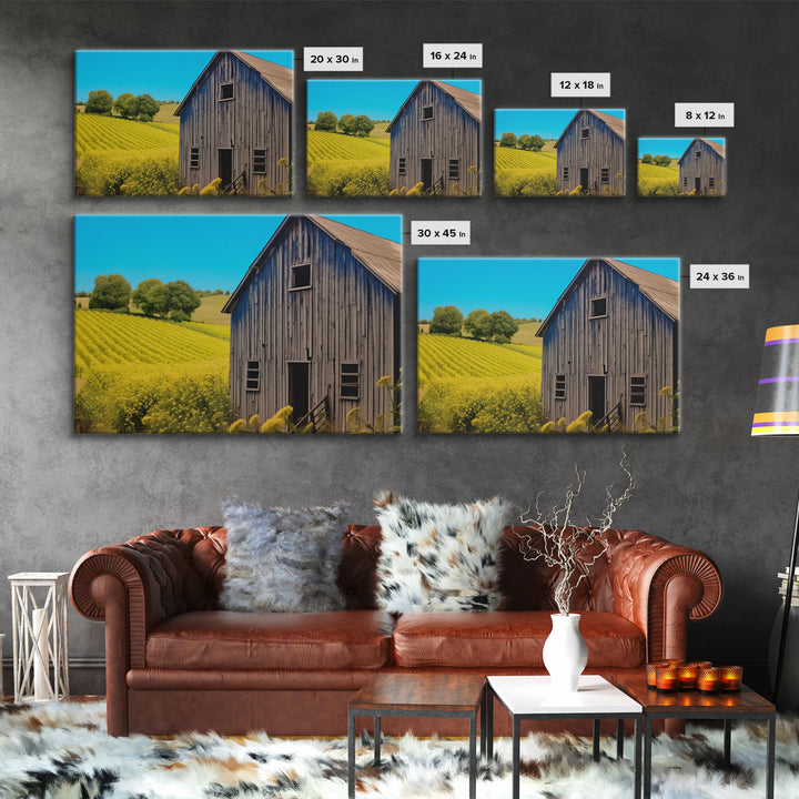 Liminal Spaces, Abandoned Barn Canvas Print, Rustic / Minimalist Cottagecore Wall Art, Framed Canvas Print, Dilapidated Barn Art