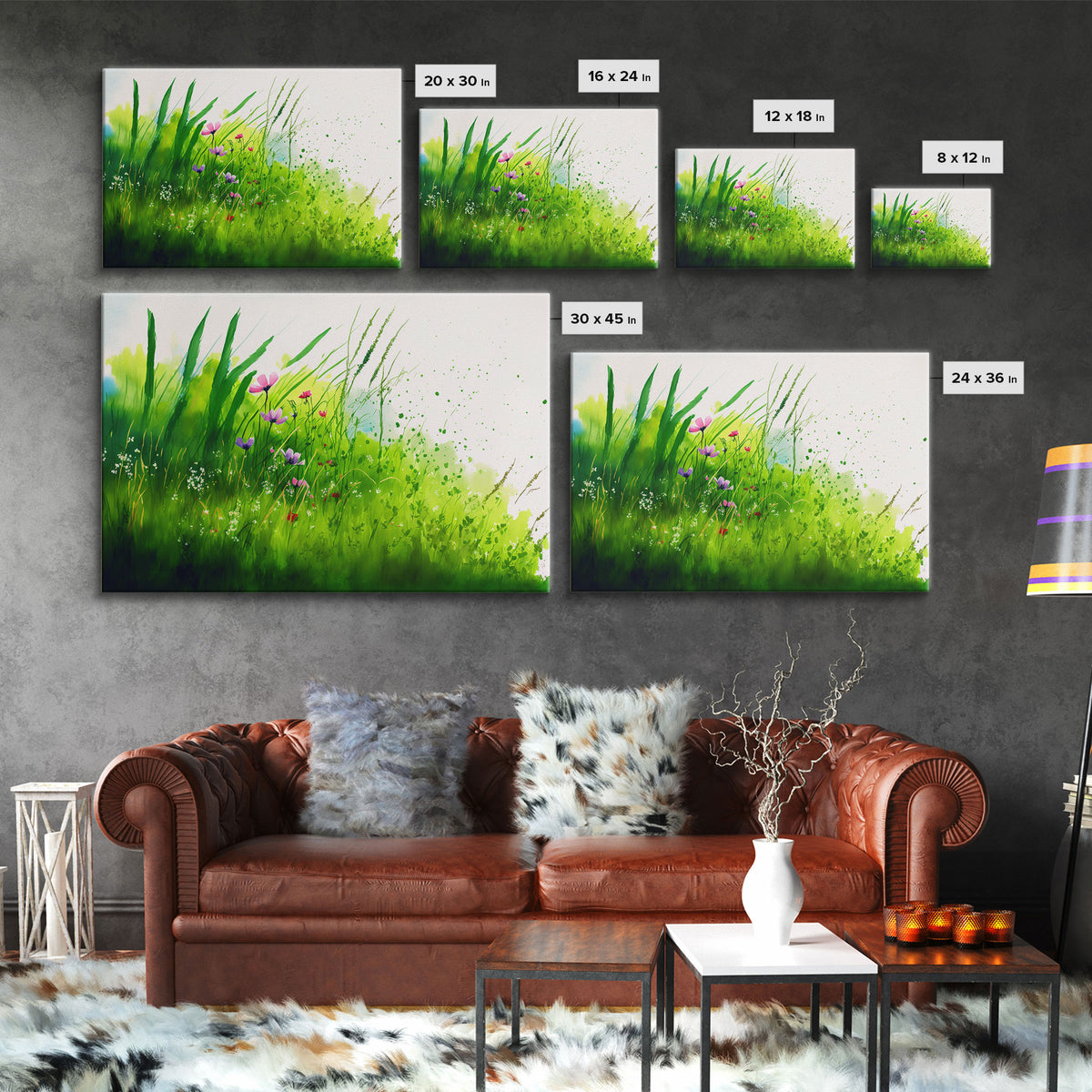 Modern Farmhouse Wall Art, Boho decor, Minimalist whimsical wall art, framed canvas print of beautiful wild flowers blowing in the wind