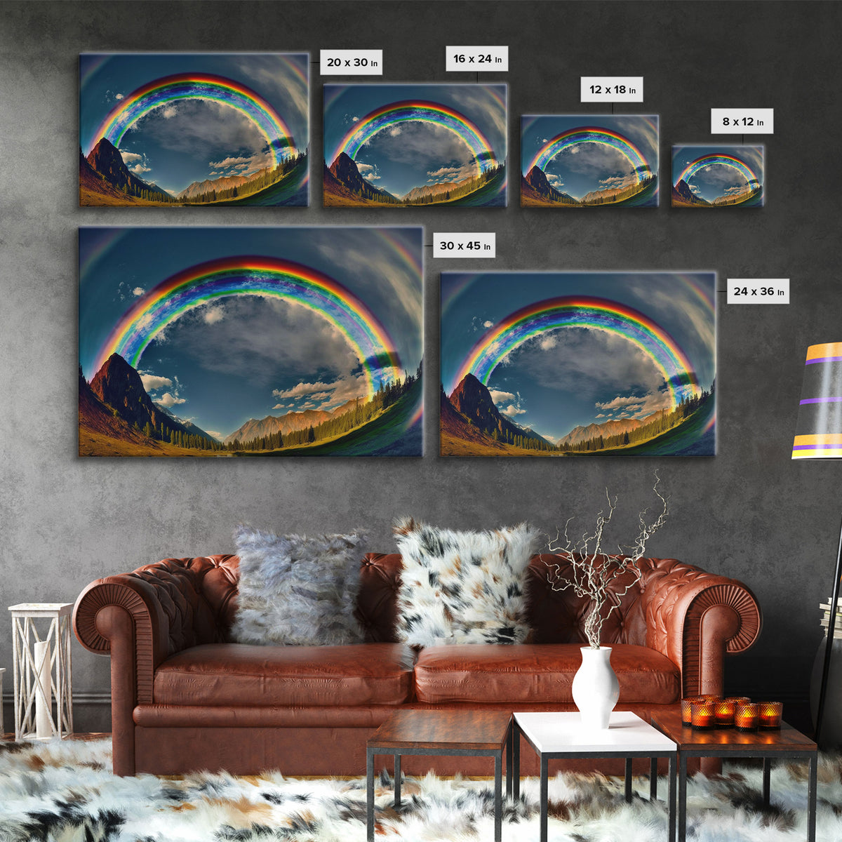 Fish-Eye Rainbow, Yellowstone, Framed Canvas Print, beautiful rainbow nature art