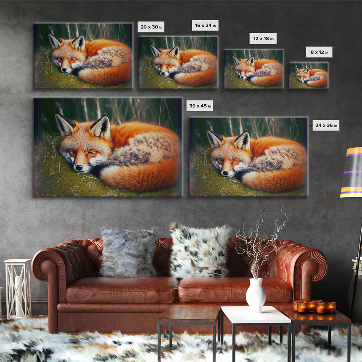 Sleeping fox Framed Canvas Wall Art, Canvas Print Decor for Home & Office Decoration Canvas Ready to Hang