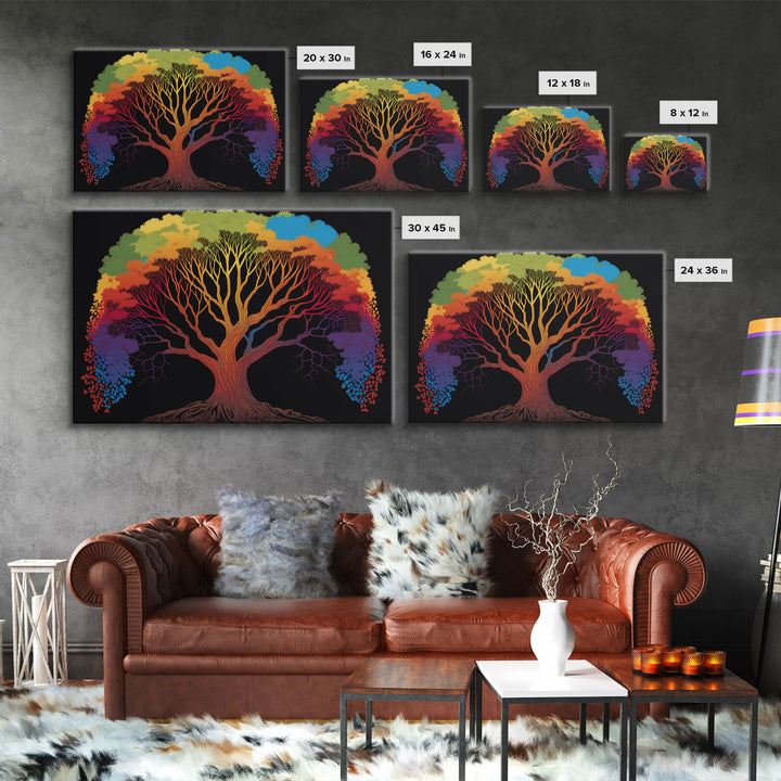 Rainbow Tree of Life, Framed Canvas Print