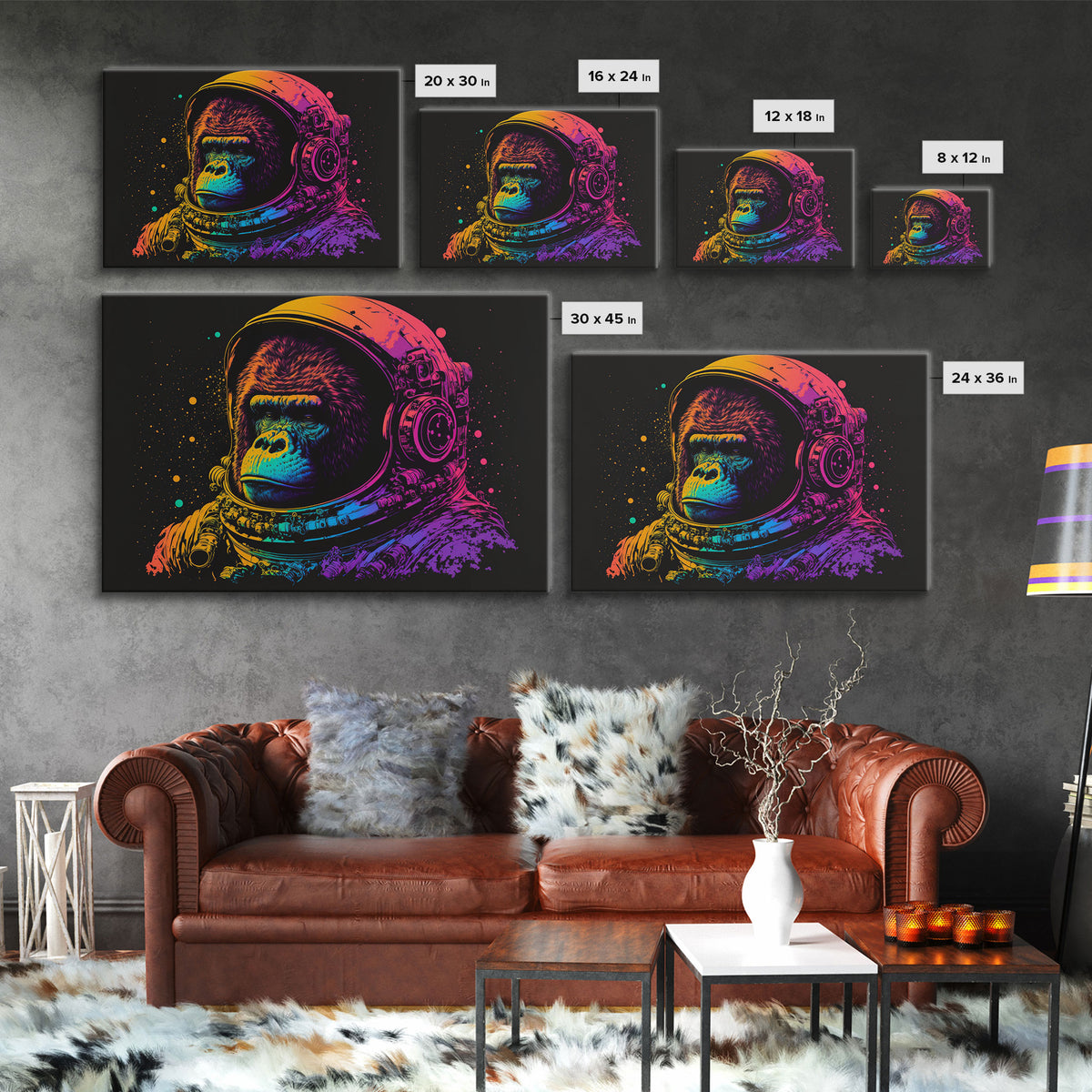 Space Ape, To The Moon Art, Framed Canvas Print, NFT Style Wall Art