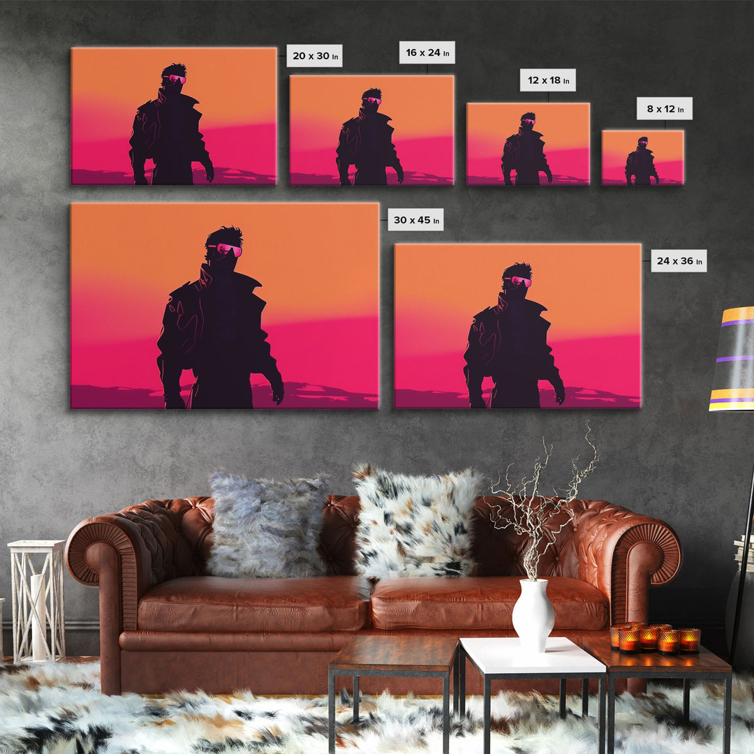 Punk Wall Art | Framed Canvas Print | Living room art | Outrun Style | Retro | Synthwave Style | Wonderful art | Warm colors | Black shadow