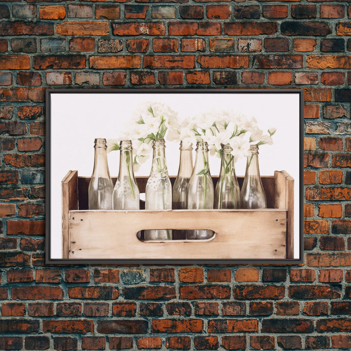 Farmhouse Kitchen Art - White Hydrangea Flowers, Vintage Cottage Style Wall Decor Prints or Canvas Artwork, Rustic / Primitive Kitchen Decor