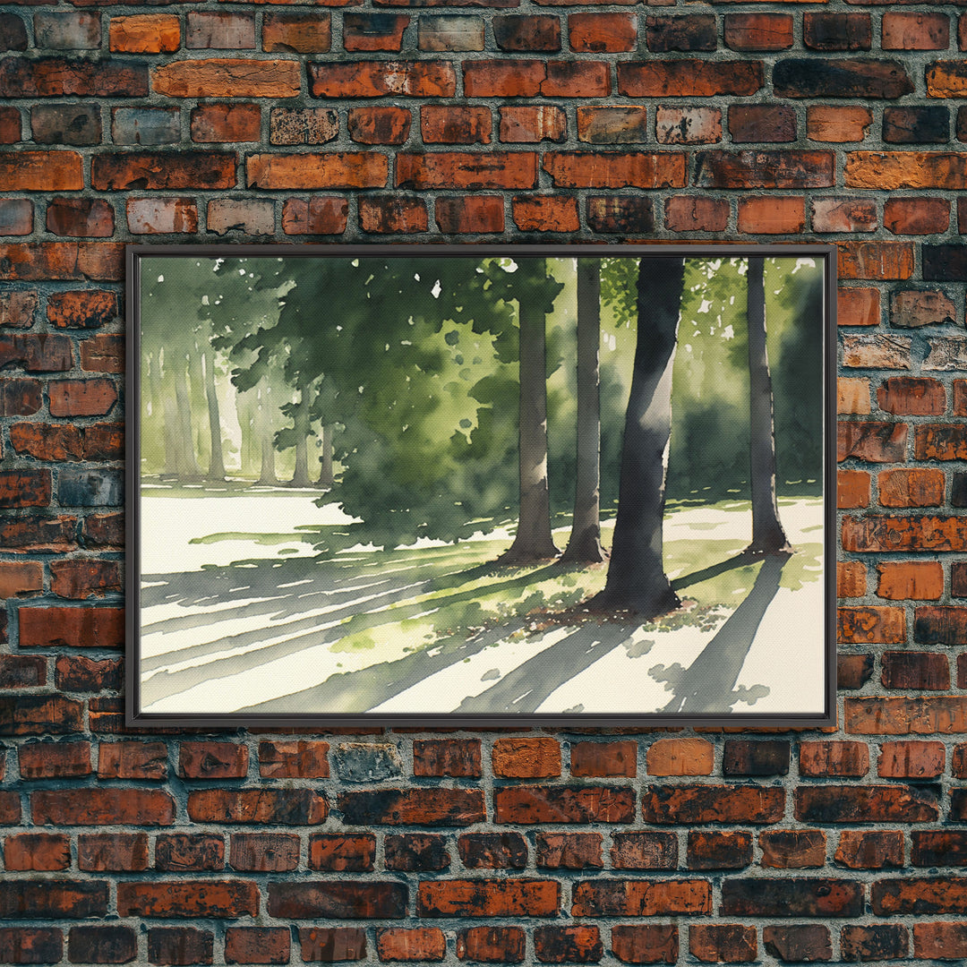 Watercolor Pine Tree Forest, framed canvas print, beautiful watercolor landscape art, decoration for wall living room