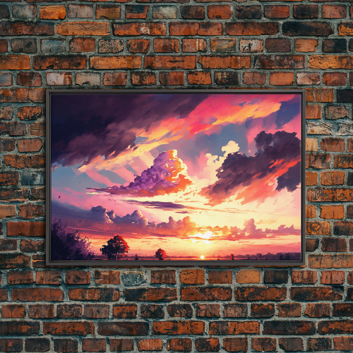 Pink Clouds |  Vintage Style Canvas Print | California Landscape Painting | Vast Plains | National Park | Desk Decor | Christmas Gift