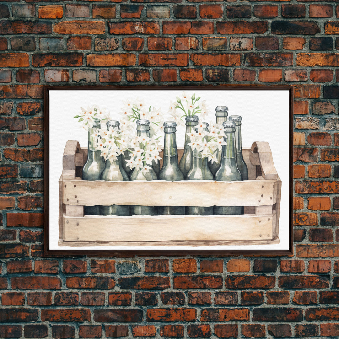 Farmhouse Kitchen Art - White Hydrangea Flowers, Vintage Cottage Style Wall Decor Prints or Canvas Artwork, Rustic / Primitive Kitchen Decor