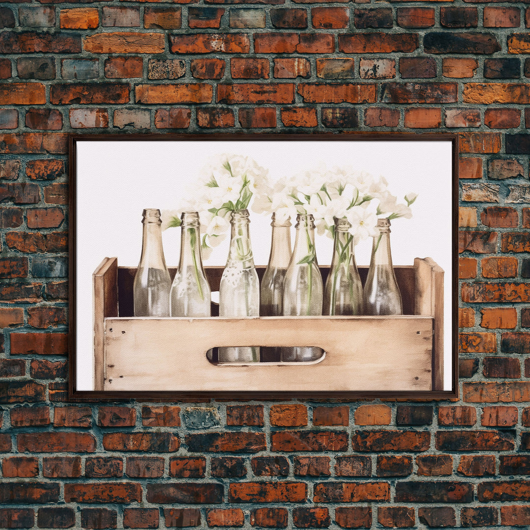 Farmhouse Kitchen Art - White Hydrangea Flowers, Vintage Cottage Style Wall Decor Prints or Canvas Artwork, Rustic / Primitive Kitchen Decor