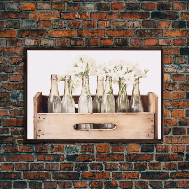 Farmhouse Kitchen Art - White Hydrangea Flowers, Vintage Cottage Style Wall Decor Prints or Canvas Artwork, Rustic / Primitive Kitchen Decor
