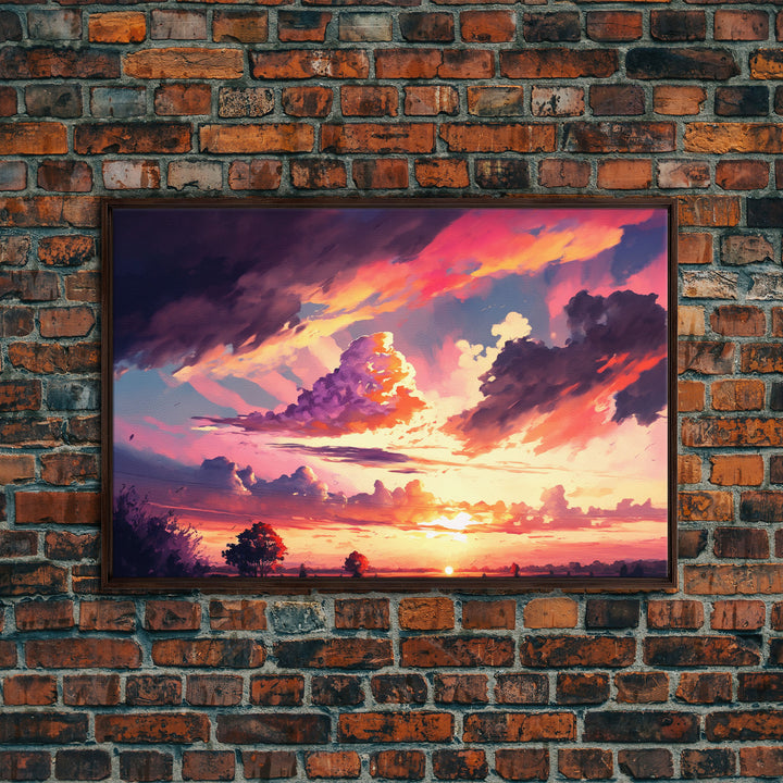 Pink Clouds |  Vintage Style Canvas Print | California Landscape Painting | Vast Plains | National Park | Desk Decor | Christmas Gift