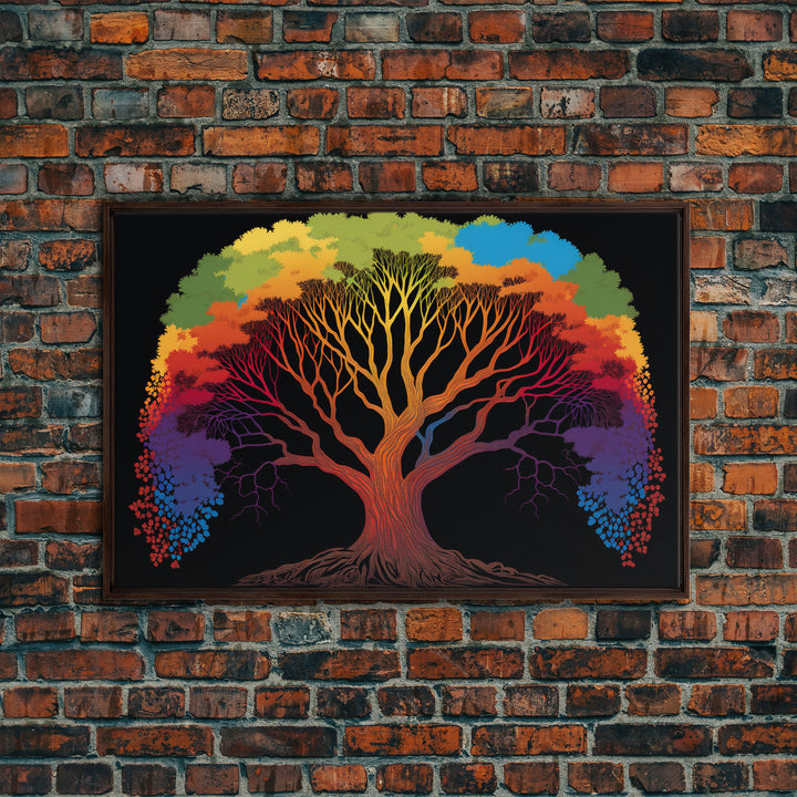 Rainbow Tree of Life, Framed Canvas Print