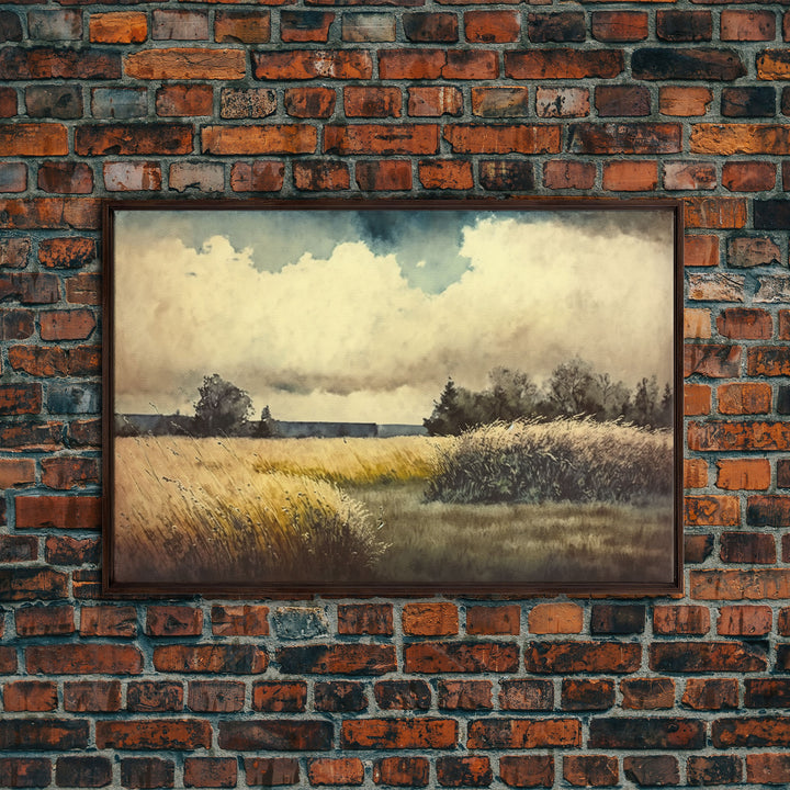 Subdued Watercolor Wall Art, Framed Canvas Print, Muted Moody Minimalist Boho Style Wall Art, Guest Room, Above Bed Art, Above Sofa Wall Art