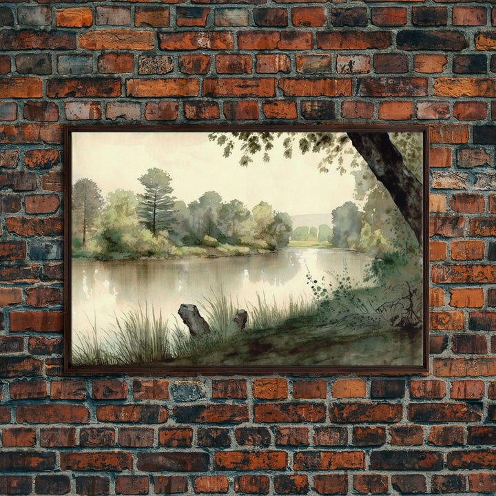 Retro Rustic Boho Style Vintage Landscape Wall Art Canvas Print, Sketch Natural Framed Large Gallery Art, Minimalist Art Ready to Hang