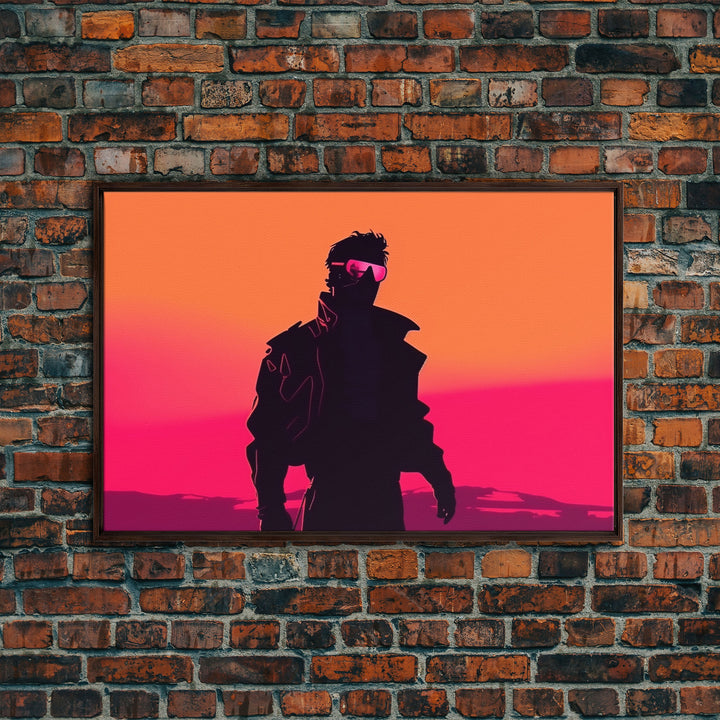Punk Wall Art | Framed Canvas Print | Living room art | Outrun Style | Retro | Synthwave Style | Wonderful art | Warm colors | Black shadow