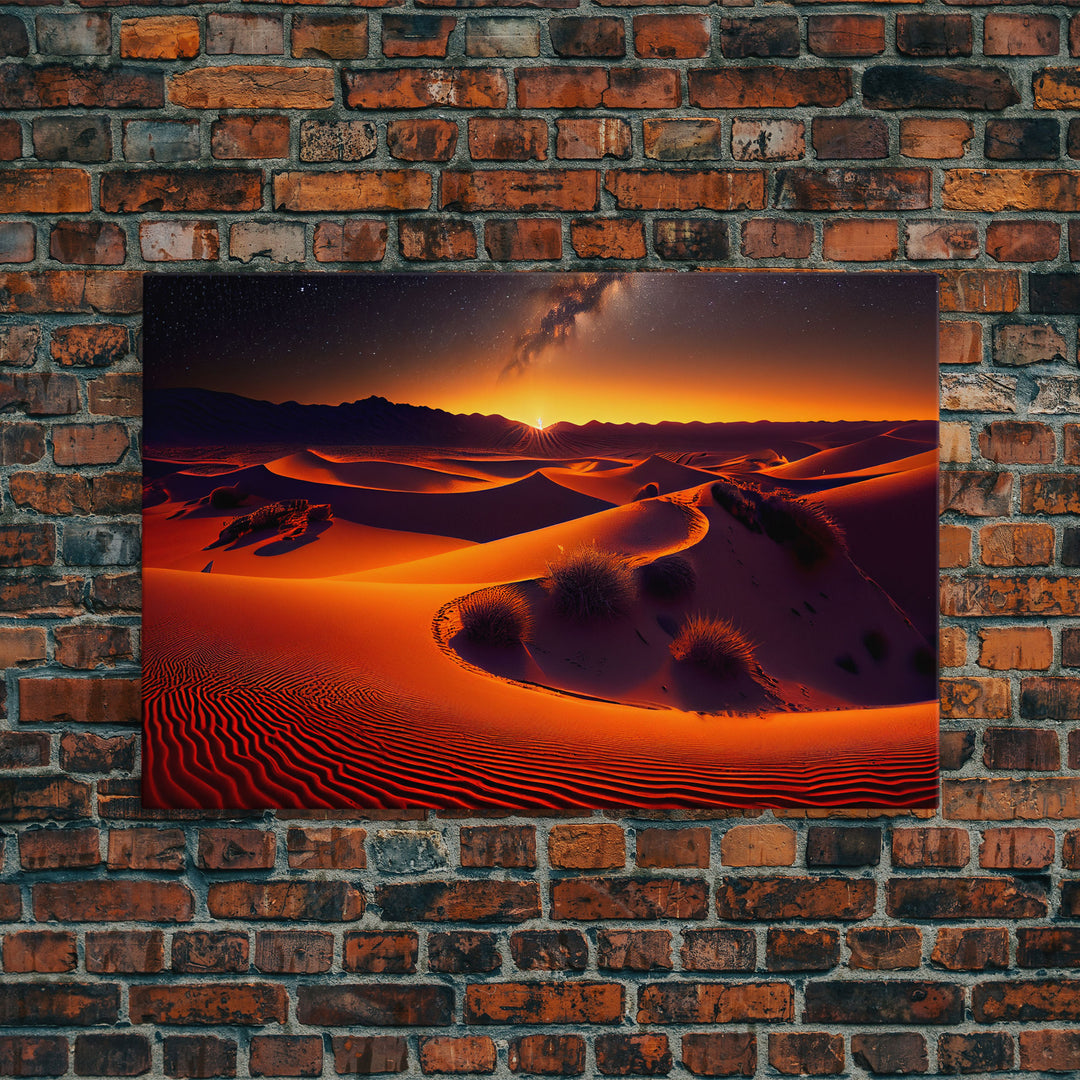 Milky Way galaxy visible over a desert night, framed canvas print, unique wall art