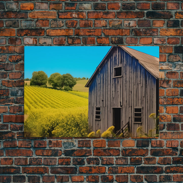 Liminal Spaces, Abandoned Barn Canvas Print, Rustic / Minimalist Cottagecore Wall Art, Framed Canvas Print, Dilapidated Barn Art