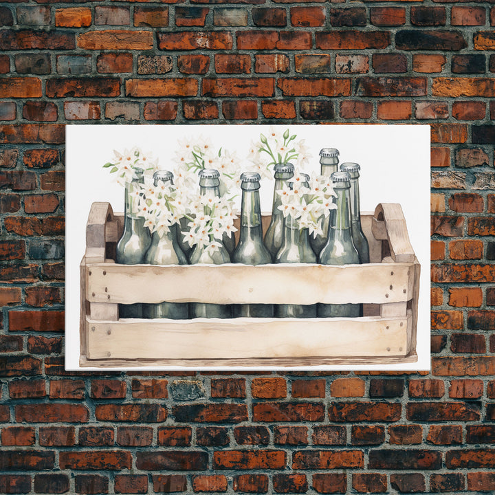 Farmhouse Kitchen Art - White Hydrangea Flowers, Vintage Cottage Style Wall Decor Prints or Canvas Artwork, Rustic / Primitive Kitchen Decor