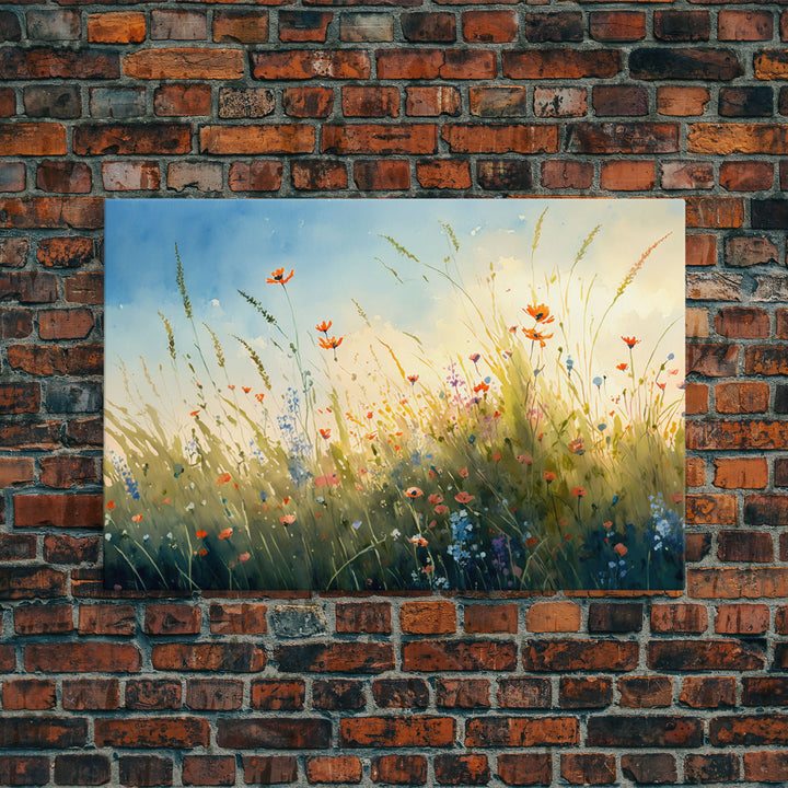Floral Art, Framed Canvas Print, Colorful Wall Art, Wall Decoration, Primitive Farmhouse Boho Decor, Whimsical Floral Pattern Art