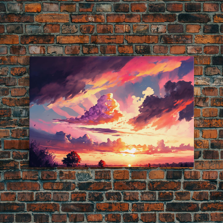 Pink Clouds |  Vintage Style Canvas Print | California Landscape Painting | Vast Plains | National Park | Desk Decor | Christmas Gift