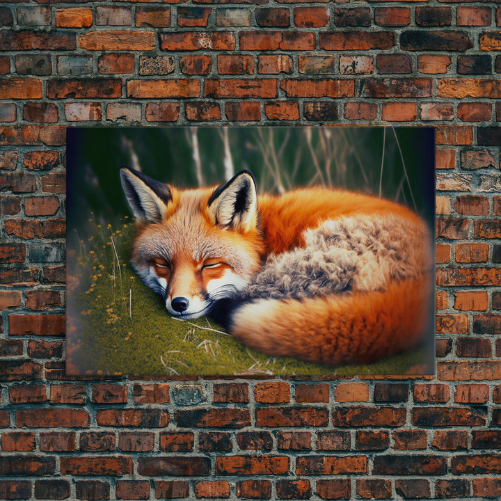 Sleeping fox Framed Canvas Wall Art, Canvas Print Decor for Home & Office Decoration Canvas Ready to Hang