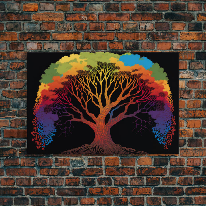 Rainbow Tree of Life, Framed Canvas Print