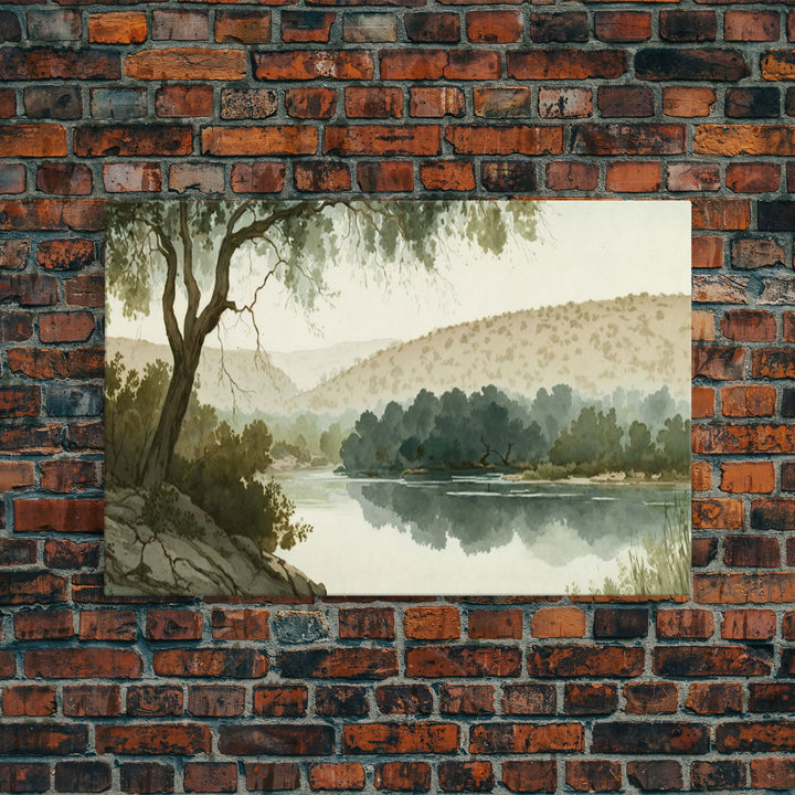 Wall Art Oil Painting Landscape Framed Canvas Print, Vintage Nature Framed Large Gallery Art, Antique Style Art Ready to Hang