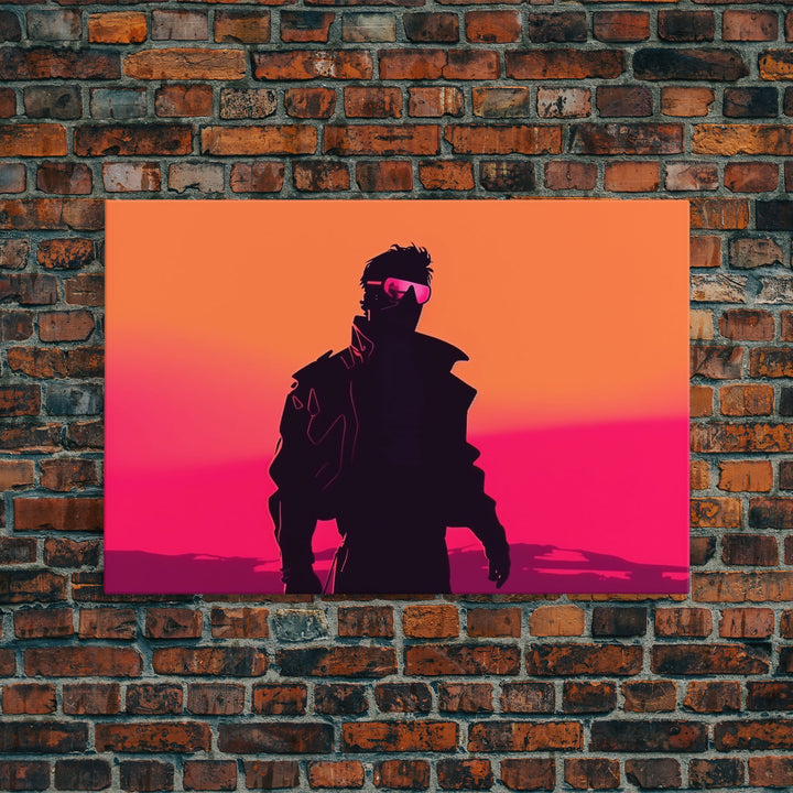 Punk Wall Art | Framed Canvas Print | Living room art | Outrun Style | Retro | Synthwave Style | Wonderful art | Warm colors | Black shadow