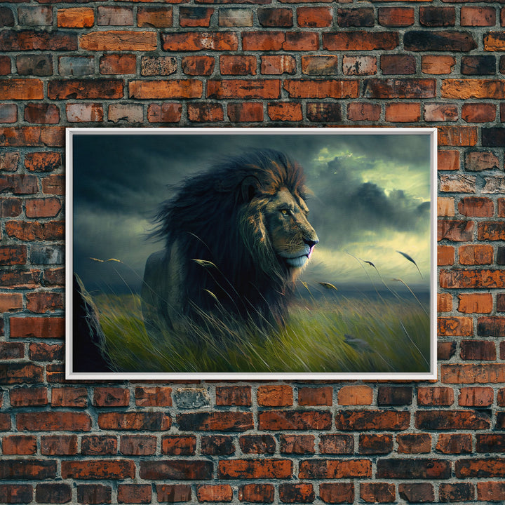 Lion Wall Art | Lion Canvas | Majestic Lion Canvas Wall Art | Framed Canvas Print | Watercolor painting of a Lion