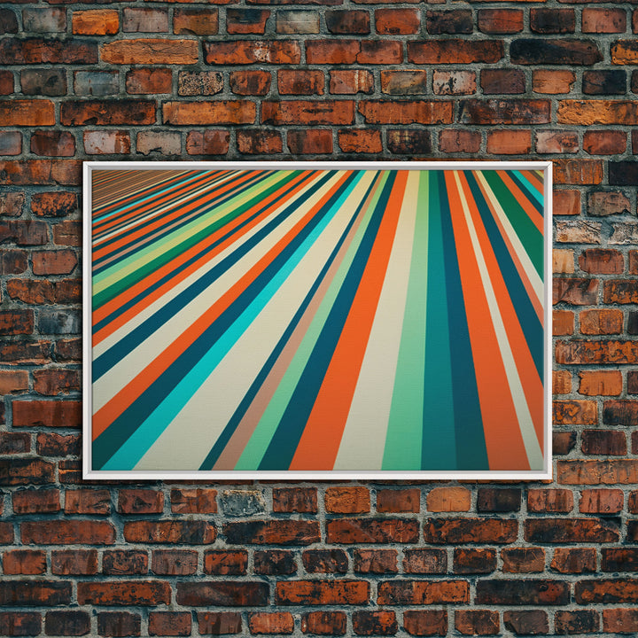 Mid Century Wall Art Canvas Print Teal Orange Olive Green and Brown Decor Large Wall Art for Home Retro Modern Design Light Highway
