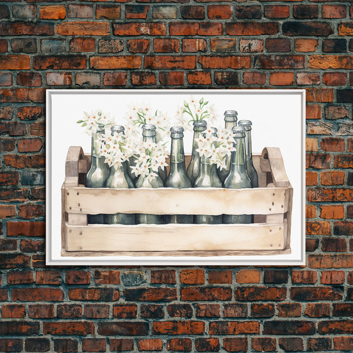 Farmhouse Kitchen Art - White Hydrangea Flowers, Vintage Cottage Style Wall Decor Prints or Canvas Artwork, Rustic / Primitive Kitchen Decor