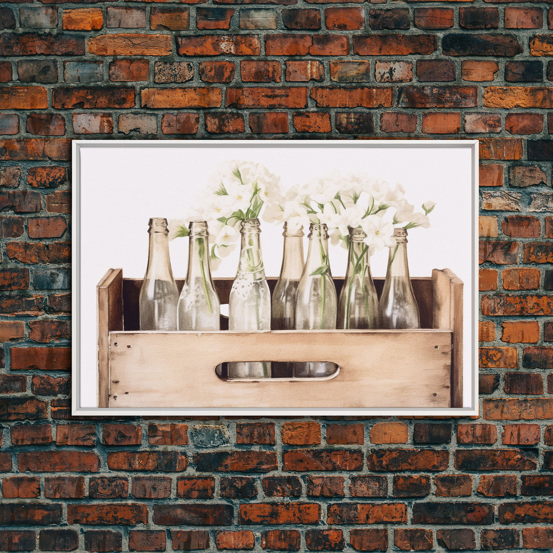 Farmhouse Kitchen Art - White Hydrangea Flowers, Vintage Cottage Style Wall Decor Prints or Canvas Artwork, Rustic / Primitive Kitchen Decor