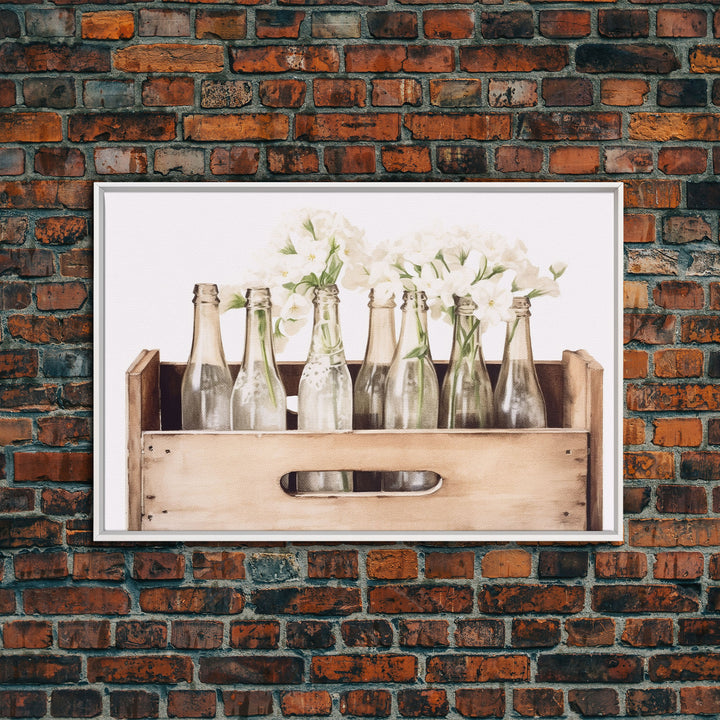 Farmhouse Kitchen Art - White Hydrangea Flowers, Vintage Cottage Style Wall Decor Prints or Canvas Artwork, Rustic / Primitive Kitchen Decor